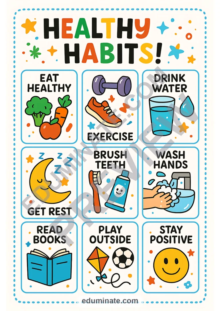 Healthy Habits Flashcards | Printable Healthy Habits Cards | 37 Card Pages sample page 3