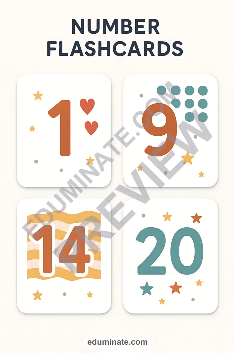 Number Flashcards 1-20 | Number Recognition Cards for Preschool | 66 Pages sample page 3