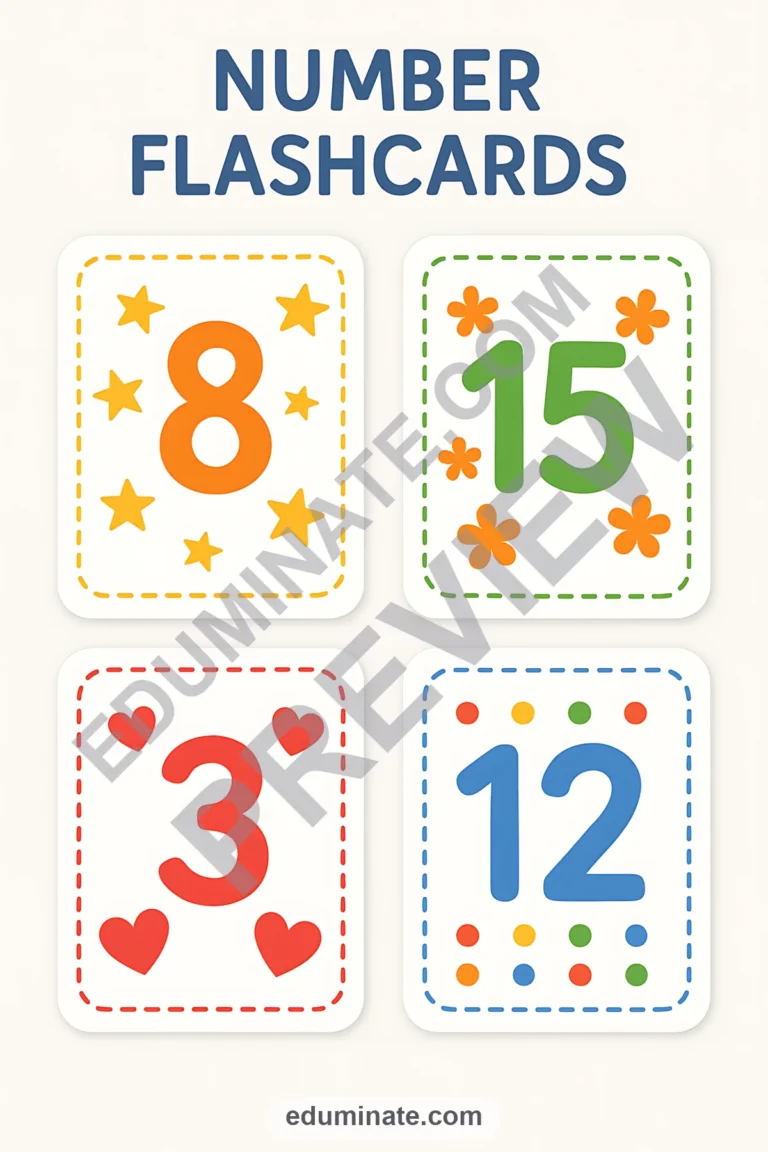 Number Flashcards 1-20 Printable PDF | Kindergarten Number Cards | 48 Card Pages sample page 3