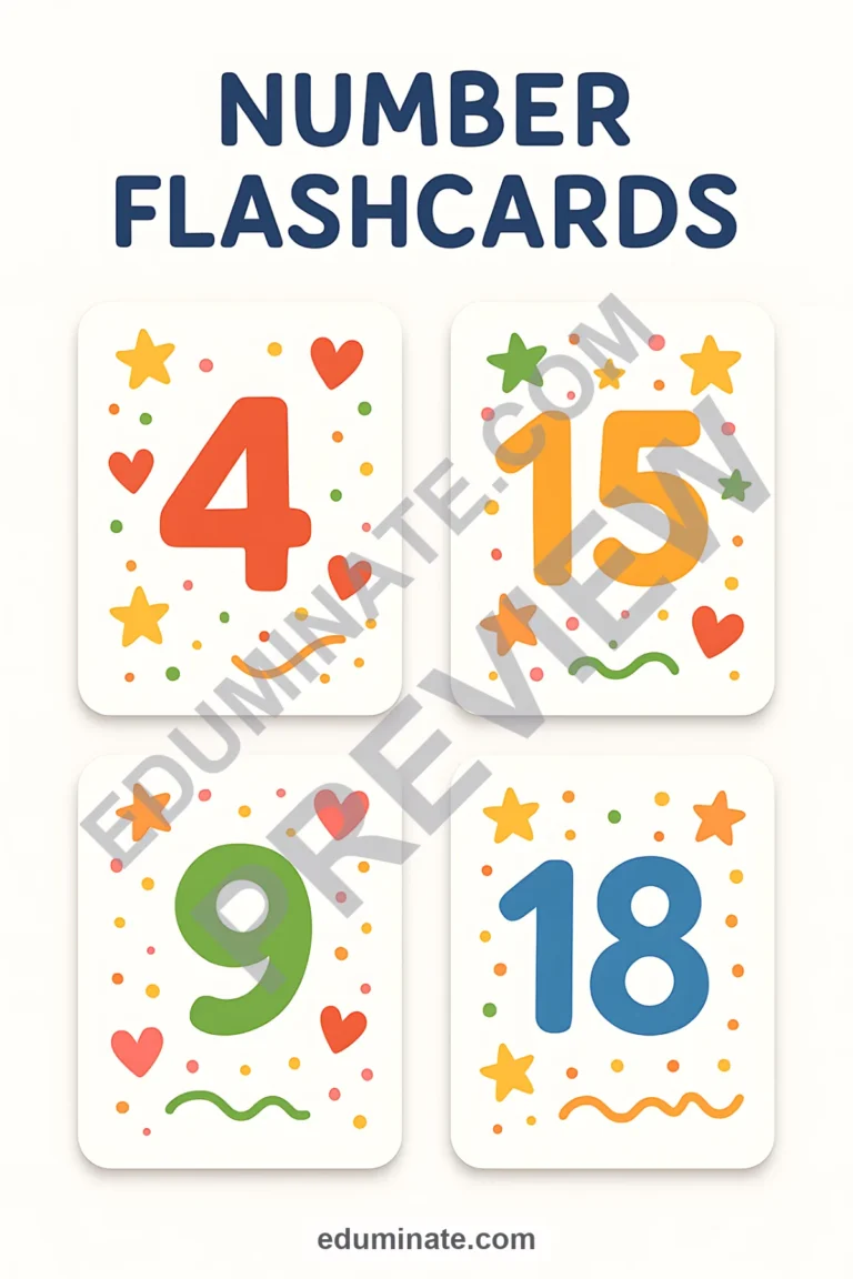 Counting Flashcards 1-20 | Number Cards for Math Centers | 49 Card Pages Set sample page 3
