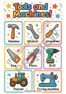 Flashcards of Tools | Printable Tools and Machines Picture Cards | 26 Card Pages page 3