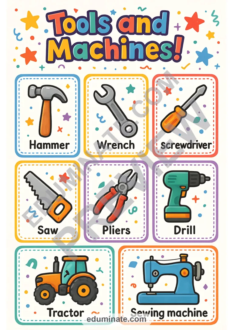 Flashcards of Tools | Printable Tools and Machines Picture Cards | 26 Card Pages sample page 3