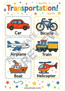 Transportation Flashcards | Printable Vehicle Picture Cards | 72 Card Pages page 3