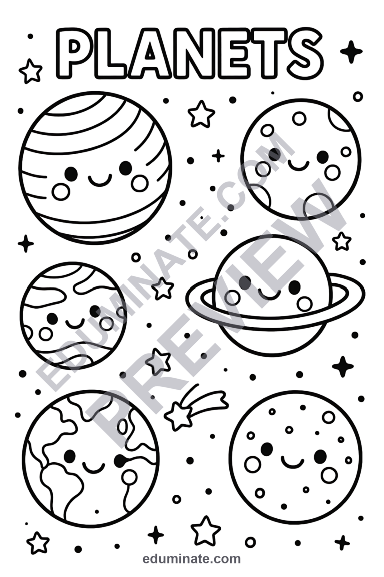 Planets Coloring Pages 31 Cute Outer Space Art Activities Printable Worksheets sample page 3