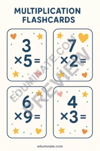 Multiplication Fact Flashcards | Printable Times Tables Cards | 58 Card Pages page 3