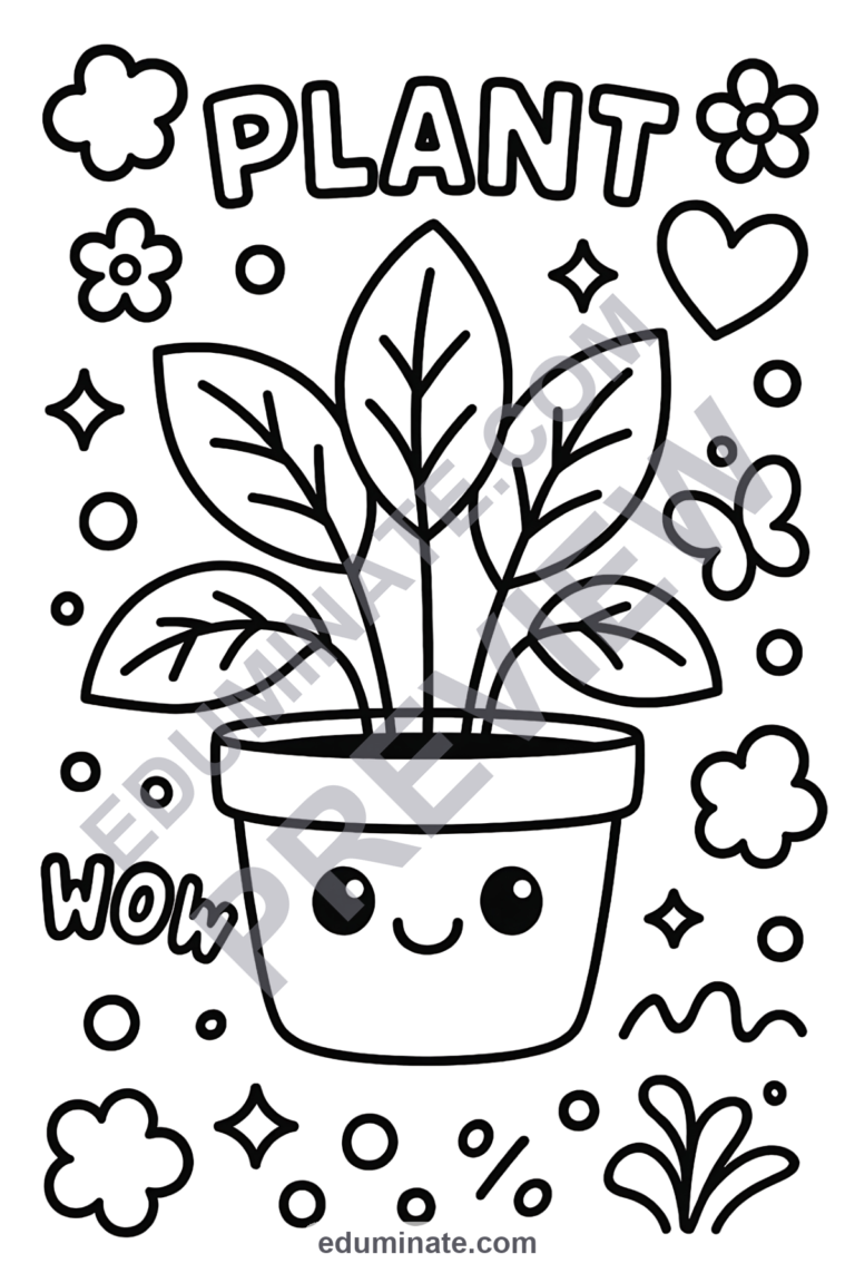 Plant Coloring Pages 80 Cute Potted Botanical Garden Art Activity Worksheets sample page 3
