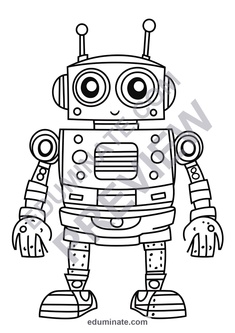 Robot and Technology Coloring Pages 26 STEM Computer Art Activity Worksheets sample page 3