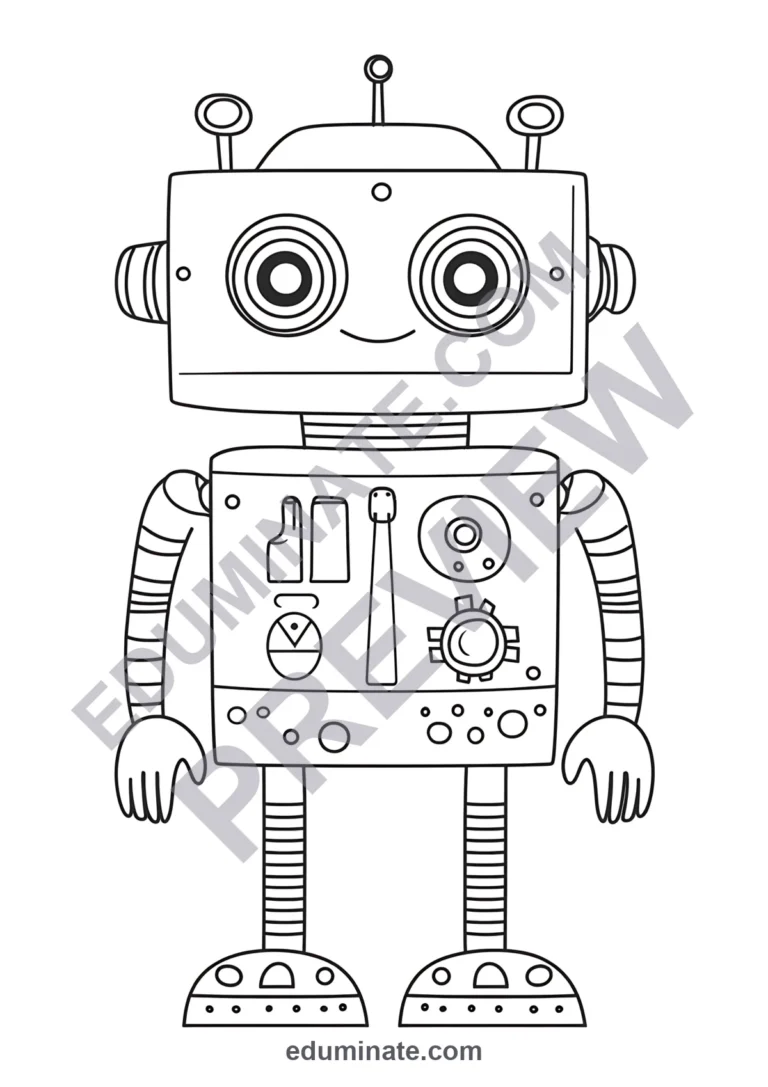 Robot Coloring Sheets 34 Simple Mech Android Art Pages