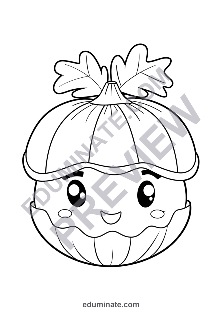 Acorn Coloring Pages | Fall Coloring Pages | Cute Autumn Printables for Kids sample page 3