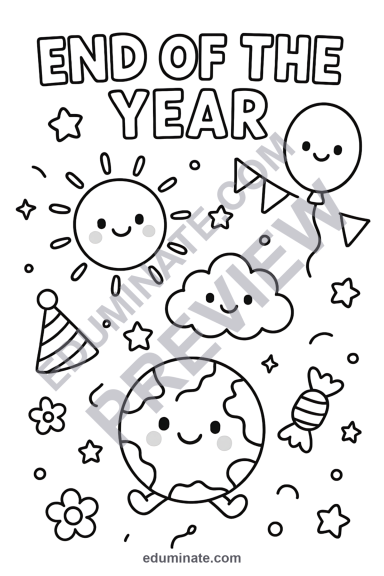 Year End Activities Coloring Sheets Last Day of School Party Pages 30 Sheets sample page 3