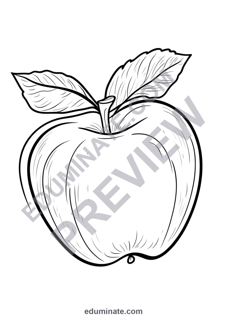 Fall Apple Coloring Pages | Apple Tree, Basket, and Orchard Printables for Kids sample page 3
