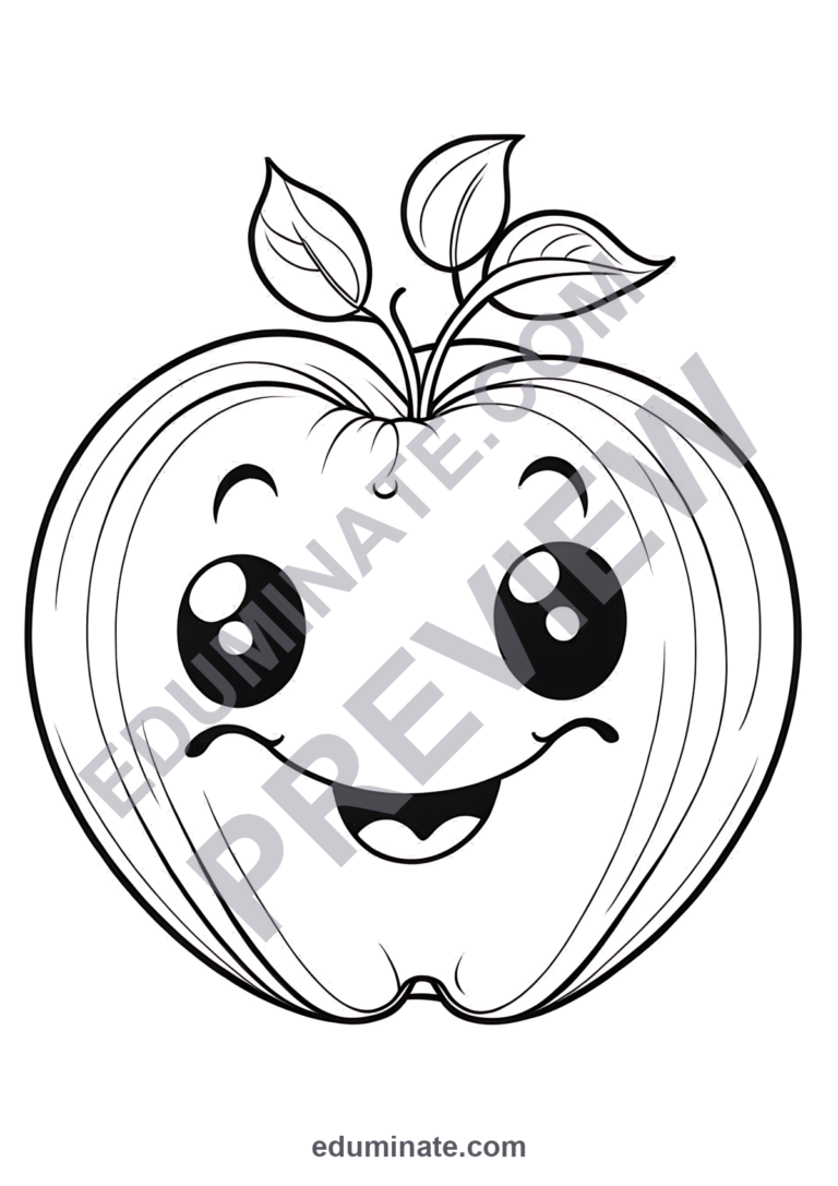 Apple Coloring Pages for Preschoolers | Fall Printables | Apple Trees and Faces sample page 3