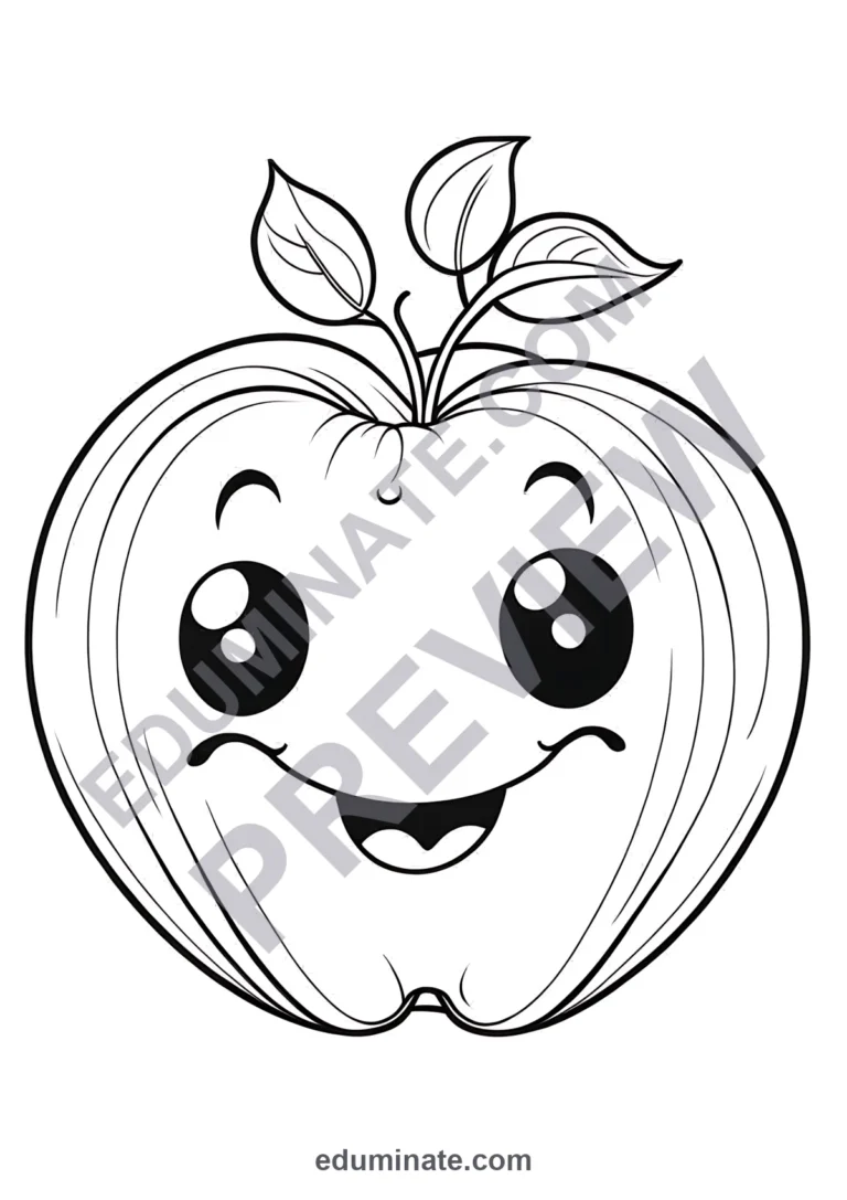 Apple Coloring Pages for Preschoolers: 17 Simple Pages