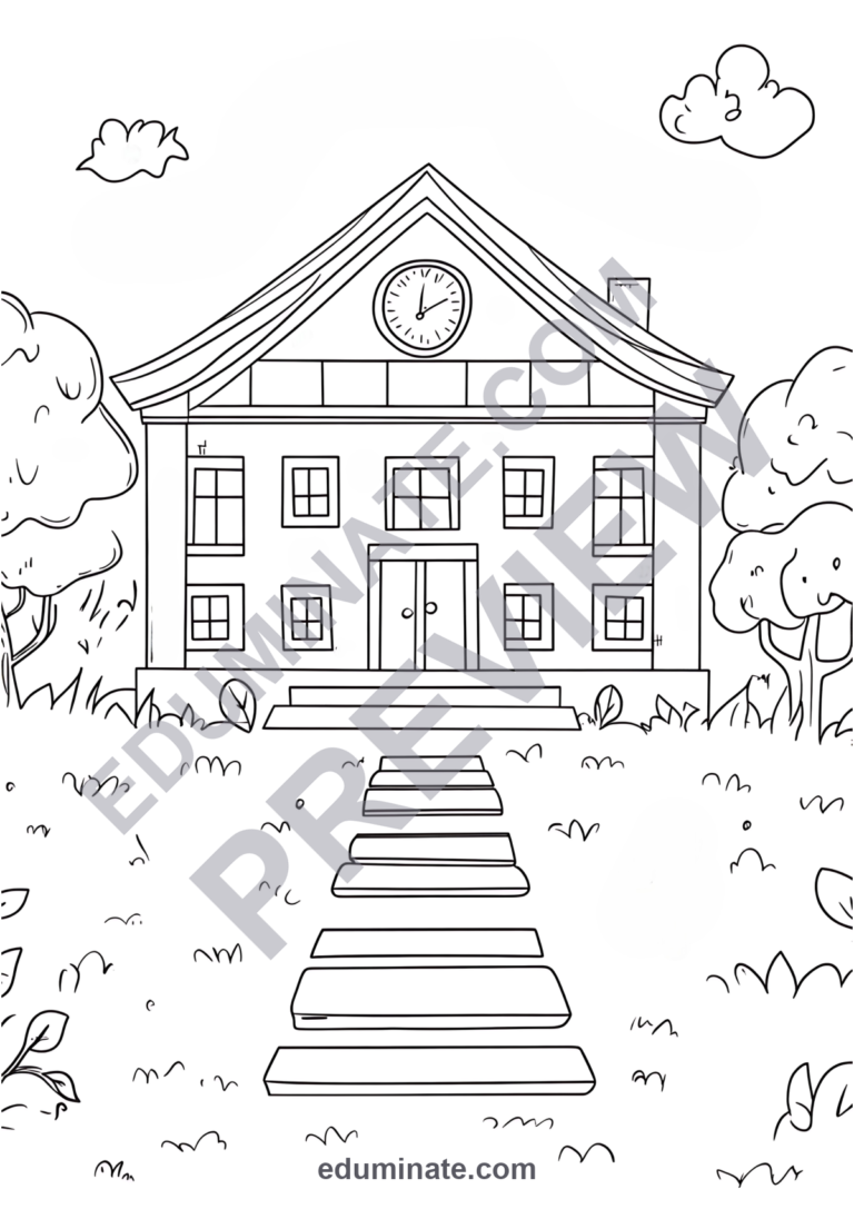 Back to School Coloring Pages for Kids | Classroom Sheets | Schoolhouse Book sample page 3