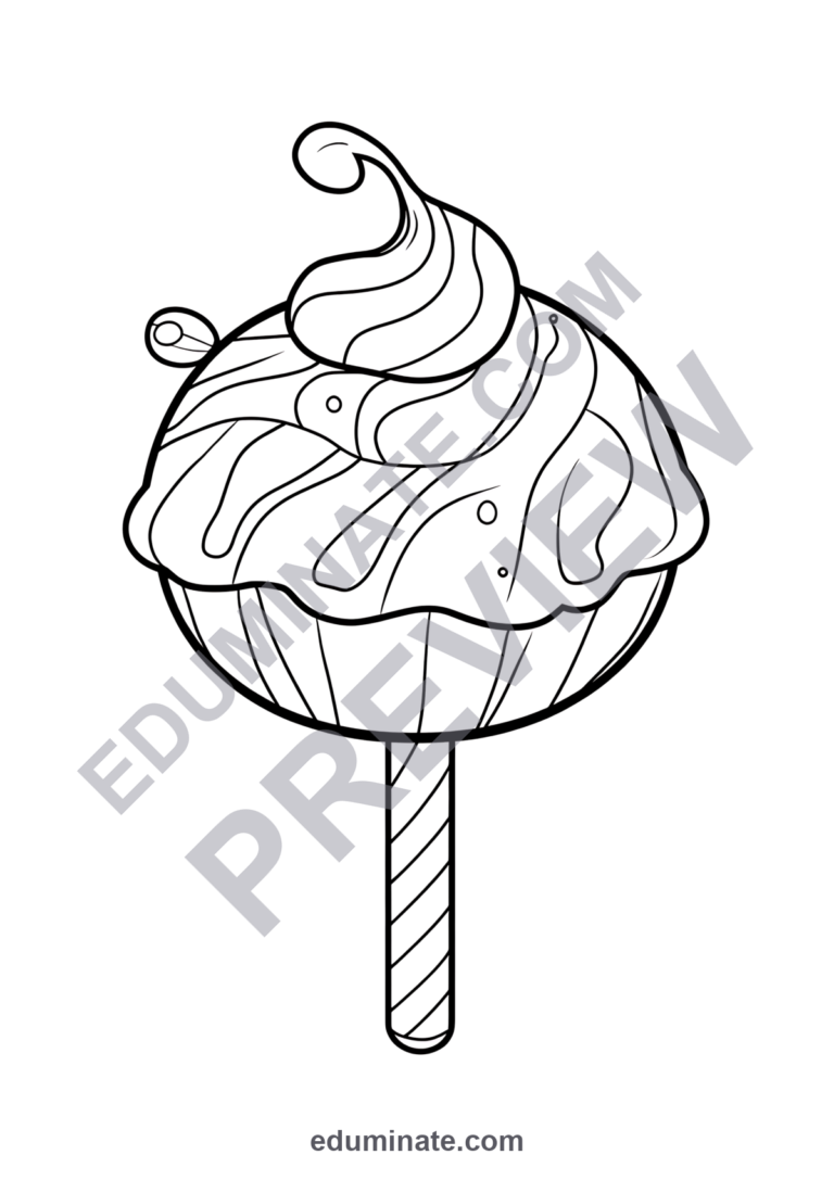 Lollipop Coloring Pages | Cute Sweet Candy Pop Art Activity Sheets for Kids sample page 3