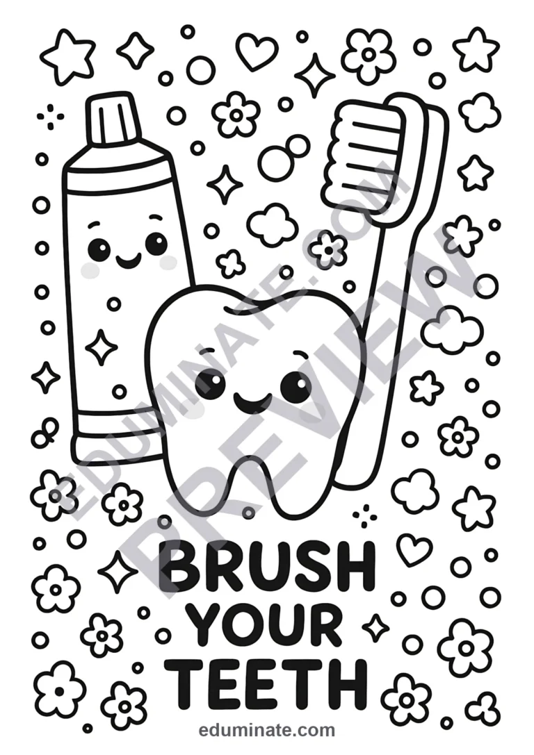 Dental Hygiene Coloring Pages 60 Simple Healthy Teeth Sheets