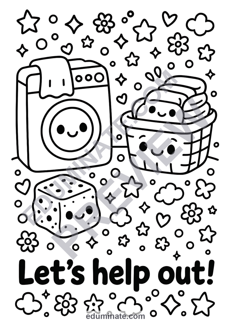 Helping Others Coloring Pages Home Cooperation Life Skills Sheets for Kids sample page 3