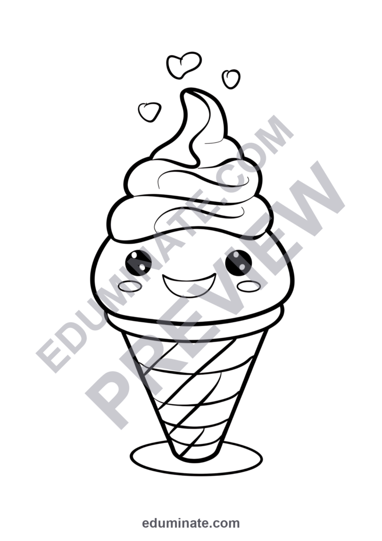 Ice Cream Coloring Pages Sweet Treats Art Activity Sheets Pack for Kids Fun sample page 3