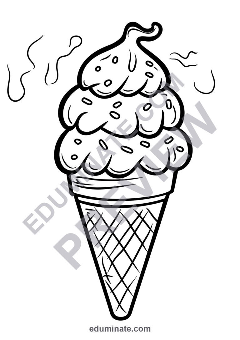 Cute Ice Cream Coloring Pages Sweet Kawaii Dessert Art Sheets for Kids Fun sample page 3