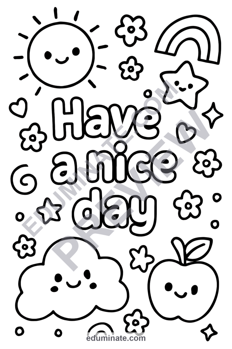 Inspirational Coloring Pages Positive Mindset Activity Sheets Pack for Kids sample page 3
