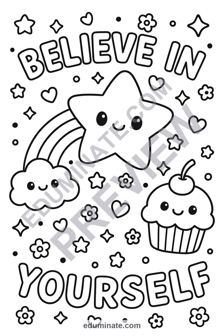 Inspirational Quotes Coloring Pages Motivational Activity Sheets for Kids sample page 3