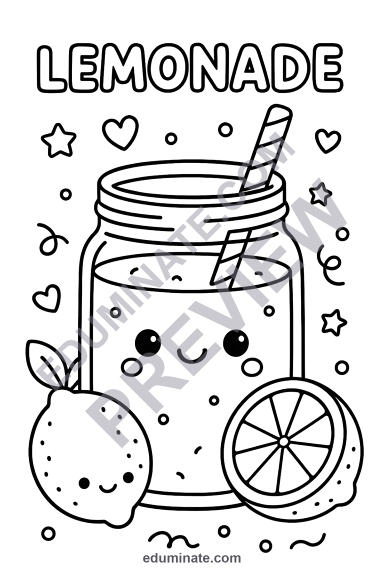 Lemonade Stand Coloring Pages Summer Pretend Play Activity Sheets for Kids sample page 3