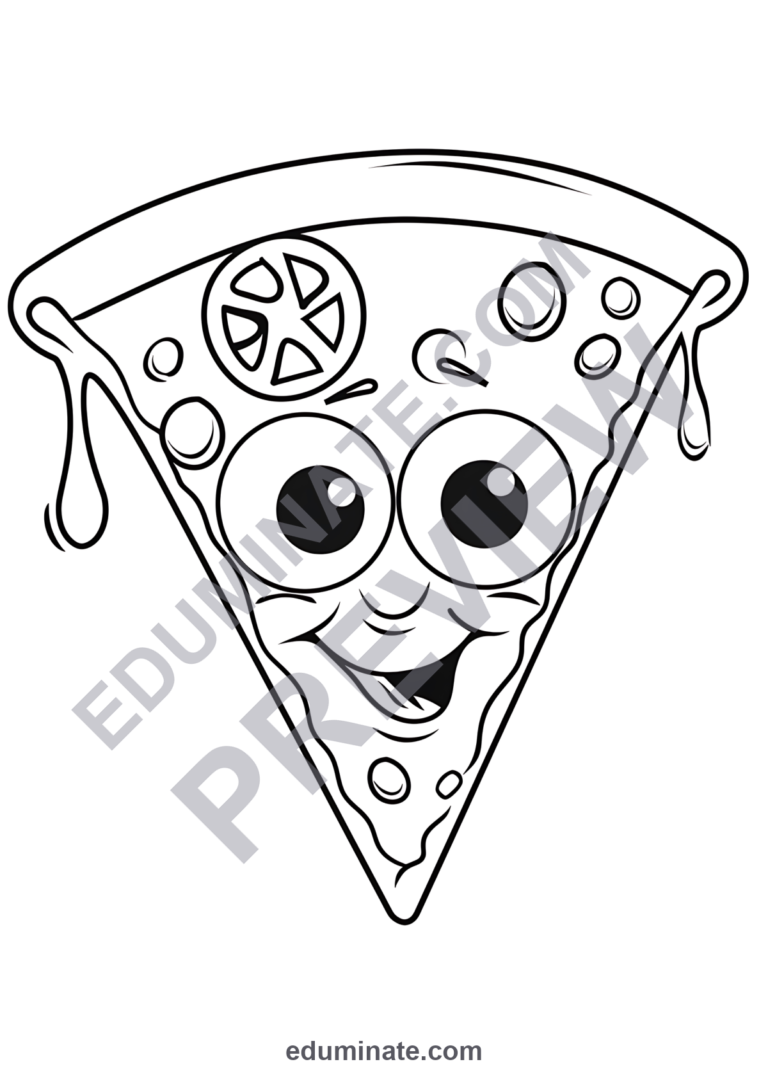 Printable Pizza Coloring Pages Fun Food Slices Activity Pack for Kids Art sample page 4