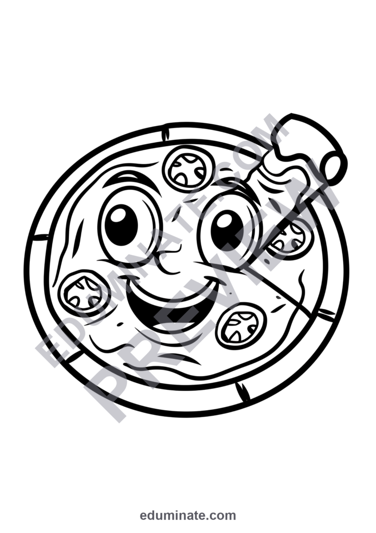 Pizza Slice Coloring Pages Restaurant Menu Art Activity Sheets Pack for Kids sample page 4