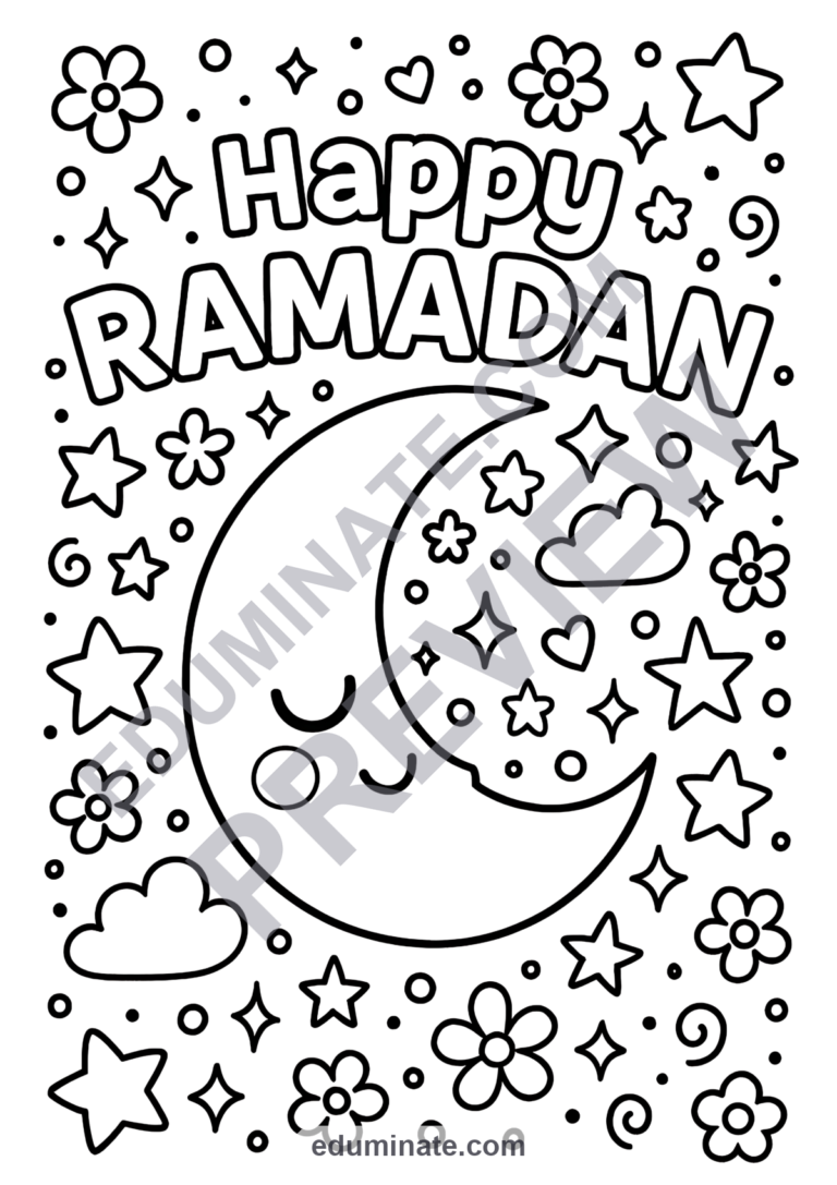 Ramadan Coloring Pages Islamic Holiday Mosques Activity Sheets Pack for Kids sample page 4