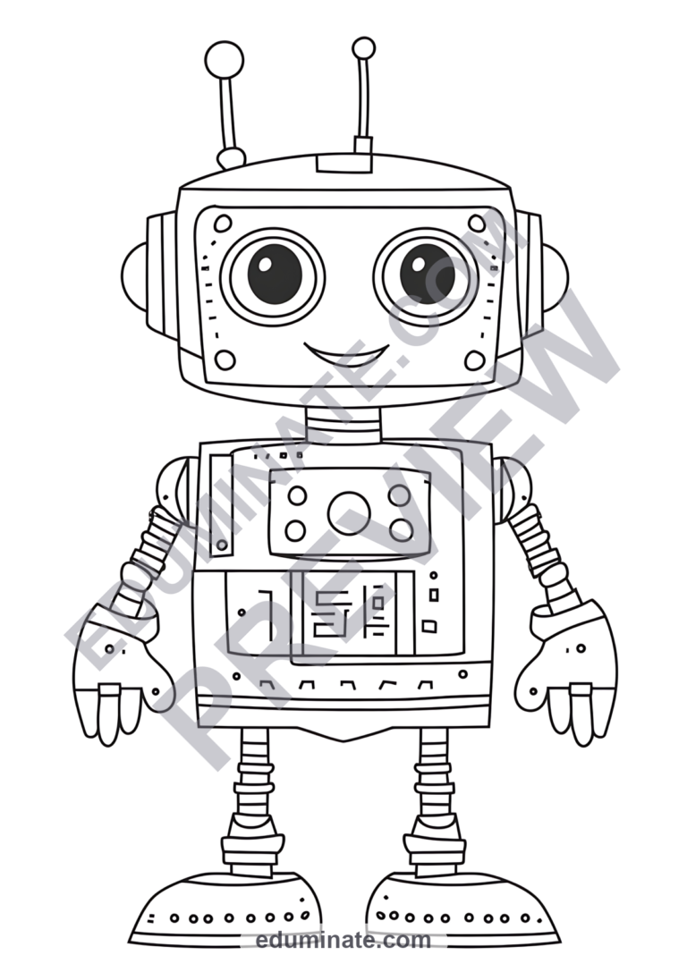 Robot Coloring Pages Technology and STEM Future Activity Sheets Pack Kids sample page 4