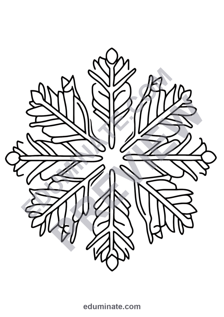 Printable Snowflake Coloring Pages 60 Nature Ice Crystal Winter Art Sheets sample page 4