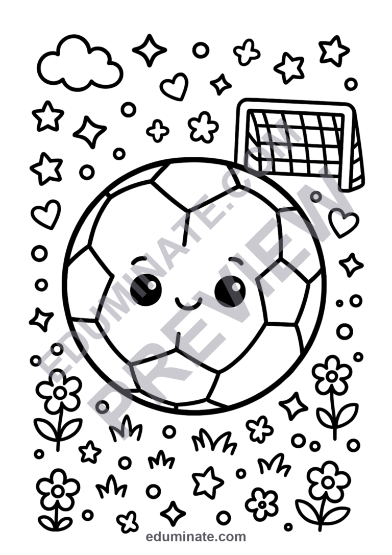 Soccer Coloring Pages Sports and Goal Scoring Activity Sheets Pack for Kids sample page 4