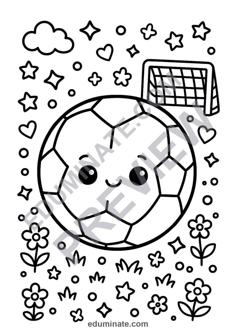 Soccer Coloring Pages Sports and Goal Scoring Activity Sheets Pack for Kids sample page 4