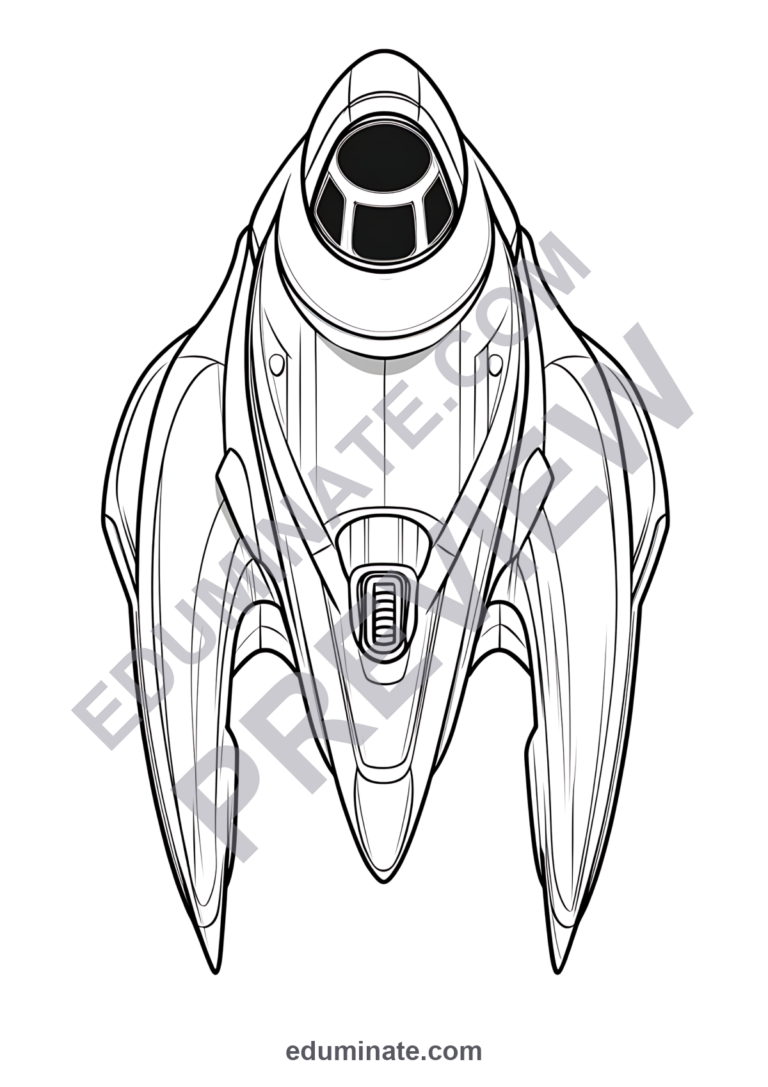Spacecraft Coloring Pages Rockets and Space Shuttle Activity Pack for Kids sample page 4
