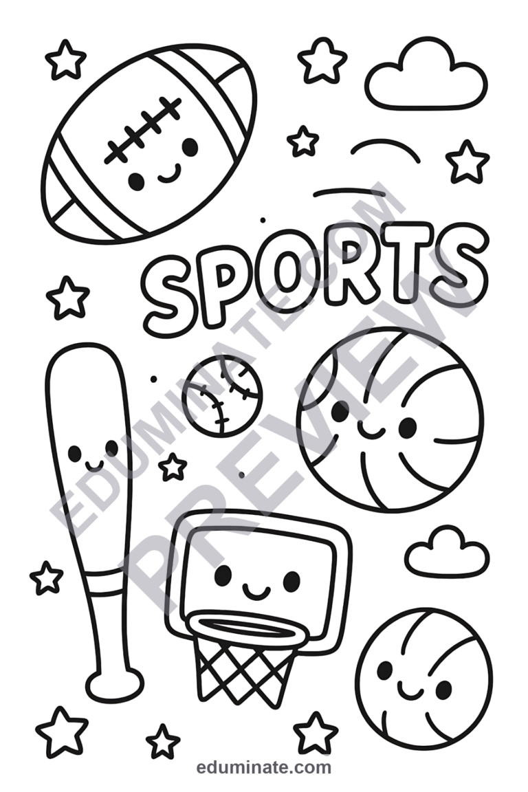 Sports Coloring Pages Multi-Sport Athletics Activity Sheets Pack for Kids sample page 4