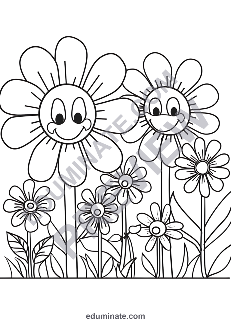 Spring Coloring Pages Renewal Garden Flowers Activity Sheets Pack for Kids sample page 4