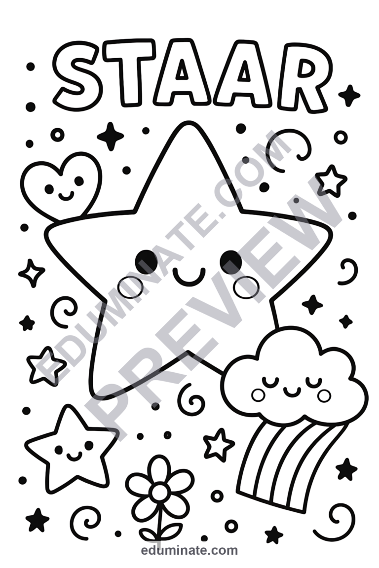 STAAR Test Coloring Pages Motivational Pep Rally Activity Sheets for Kids sample page 4