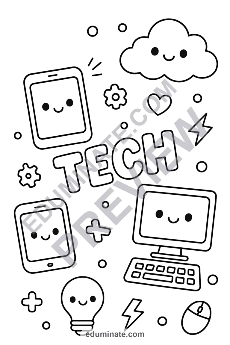 Computer Science Coloring Pages: 56 Simple STEM Sheets