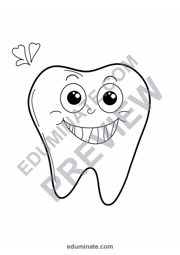 Lost Tooth Coloring Pages Smiling Teeth Activity Sheets Pack for Kids sample page 4