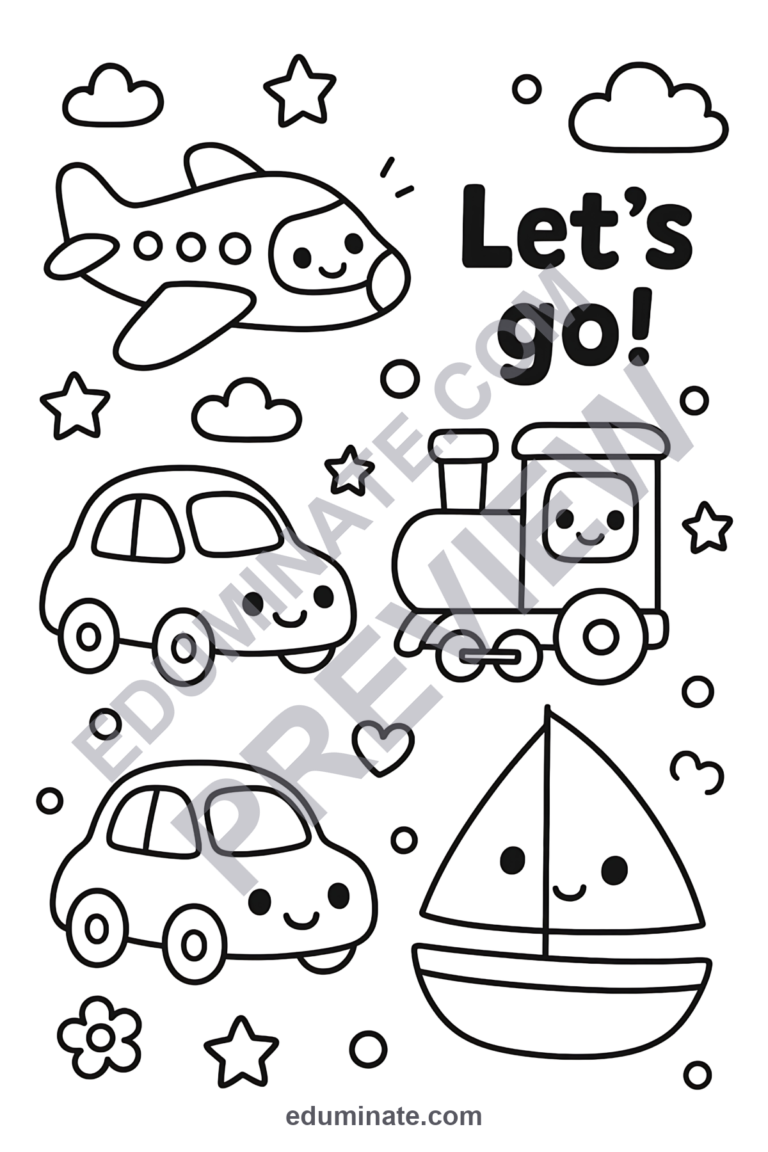 Transportation Coloring Sheets City Transit and Commuting Activity Pack Kids sample page 4