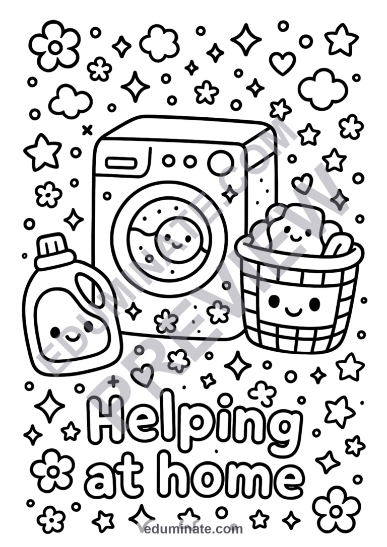 Helping at Home Coloring Pages Family Chores 53 Cute Printable Worksheets sample page 4