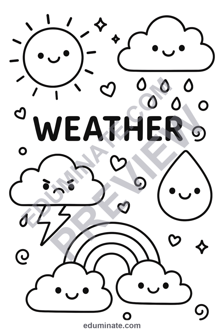 Weather Coloring Pages Four Seasons Meteorology Activity Sheets Pack Kids sample page 4