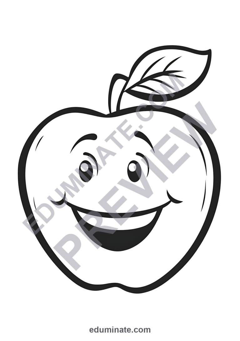 Apple Coloring Book Pages | Fruit Basket, Apple Tree and Fall Pages for Kids sample page 4