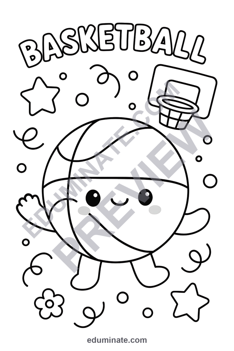 Printable Basketball Coloring Pages for Kids | Sports Sheets | Slam Dunk Book sample page 4