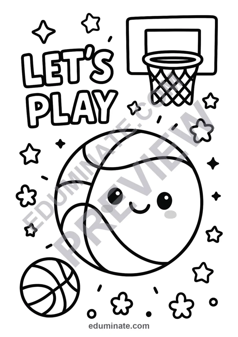 Basketball Hoop Coloring Pages | Hoops Action Sheets | Swish Sports Printables sample page 4