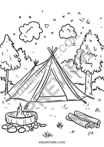 21 Camping Coloring Pages Printable Outdoor Adventure Activity Sheets for Kids page 4