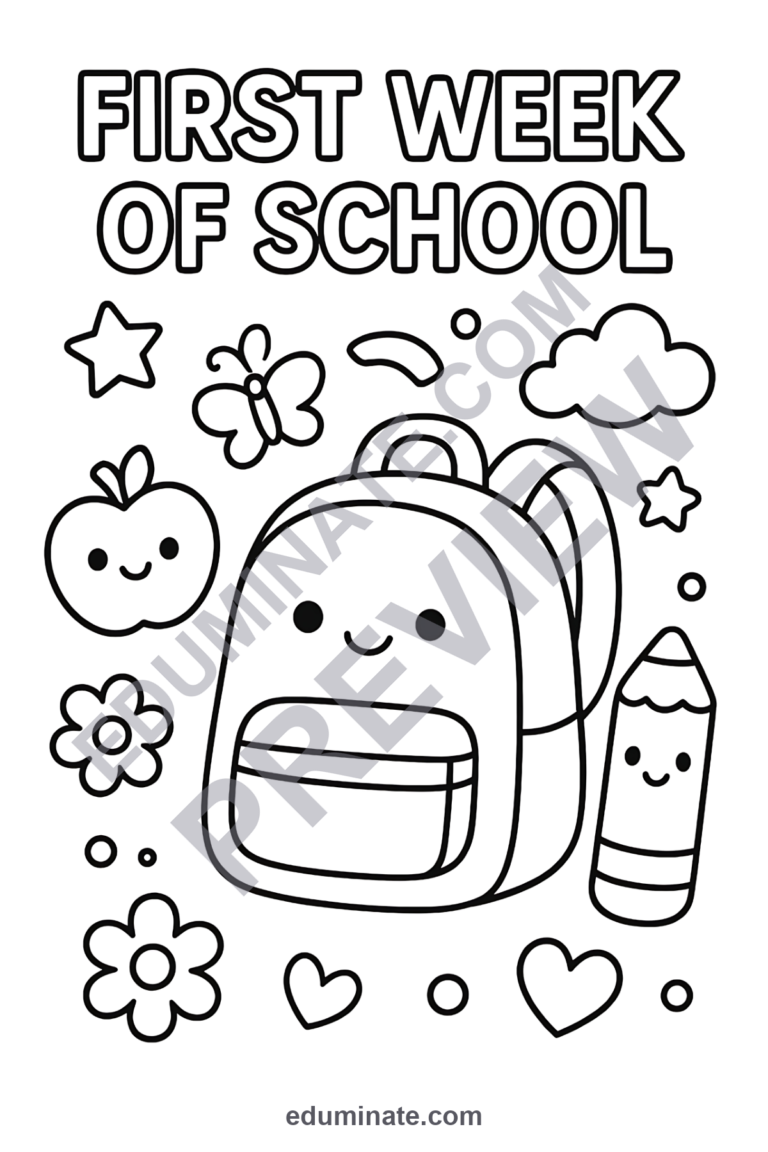 First Week of School Coloring Pages Back to School Activities for Kindergarten sample page 4