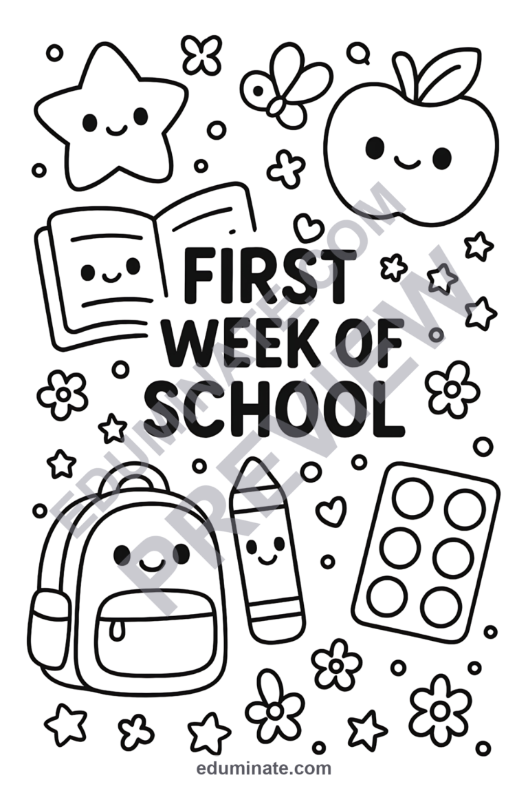 First Day of School Coloring Pages Back to School Activities for Kindergarten sample page 4