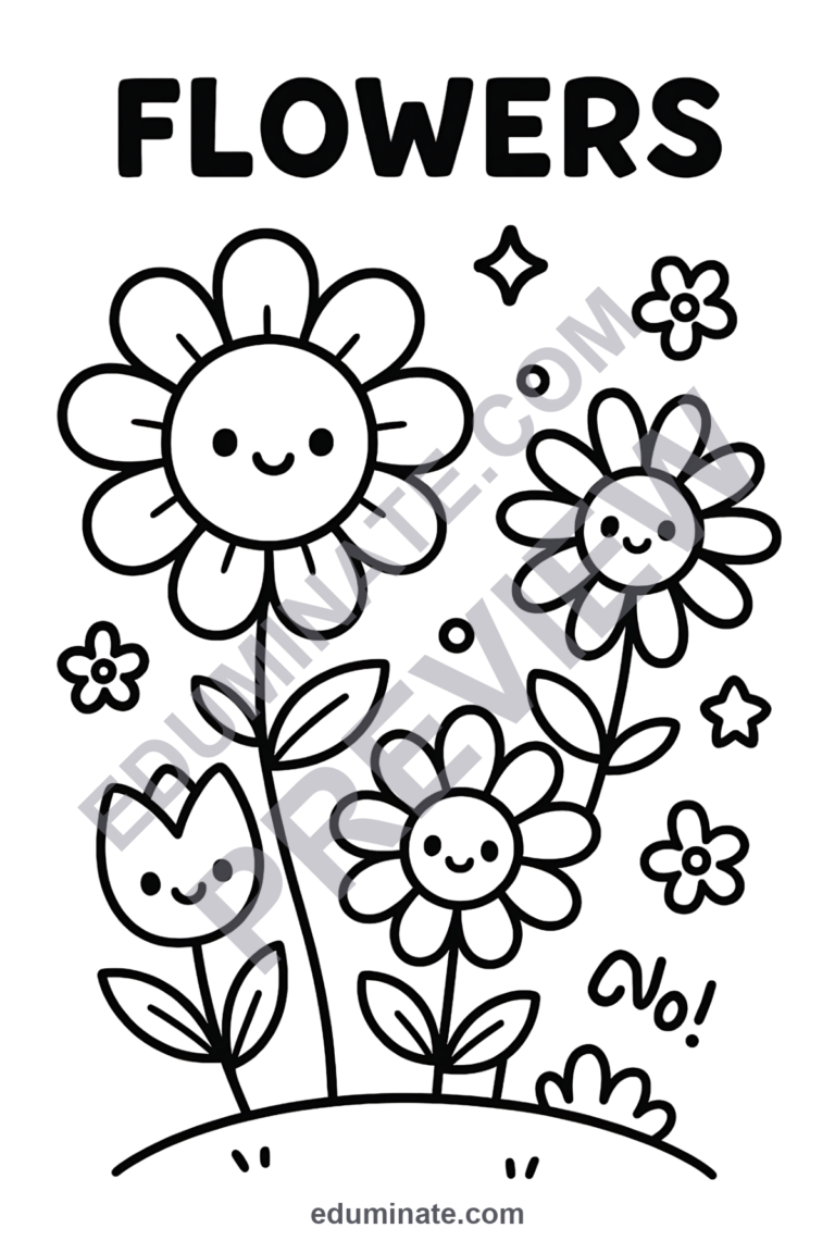 Flowers Coloring Pages Cute Garden Botanical Nature Activity Sheets for Kids sample page 4