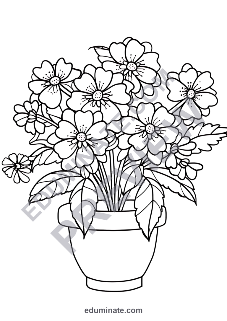 Flower Coloring Book Pages Botanical Garden Activity Sheets for Classroom Art sample page 4